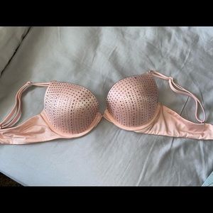 Fully rhinestoned blush pink Victorias Secret bra!